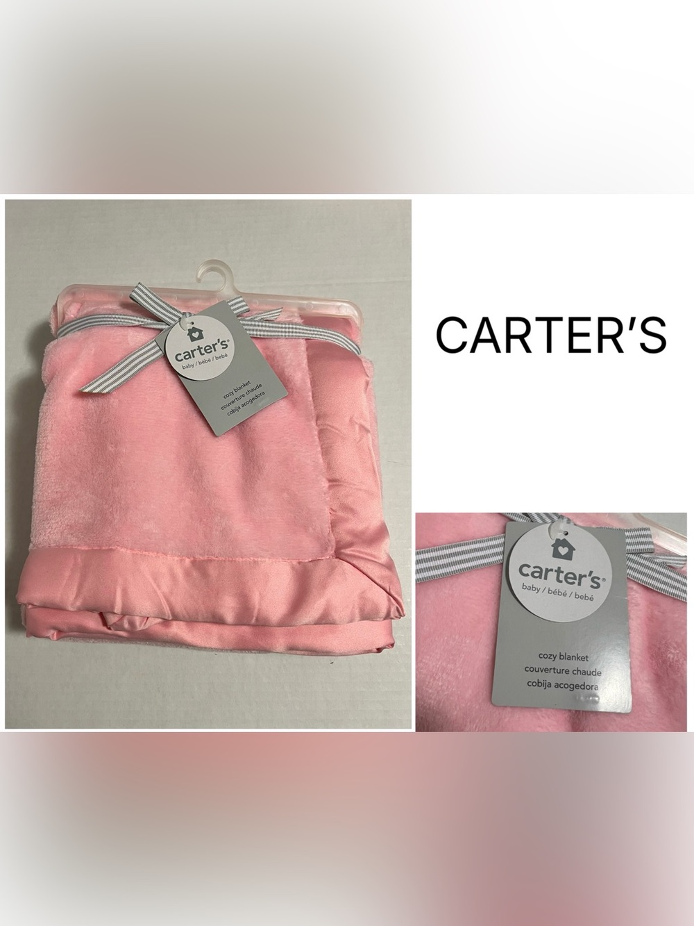 CARTER’S - NWT - 40”X30” - INFANT GIRLS PINK COZY SHERPA PLUSH BLANKET